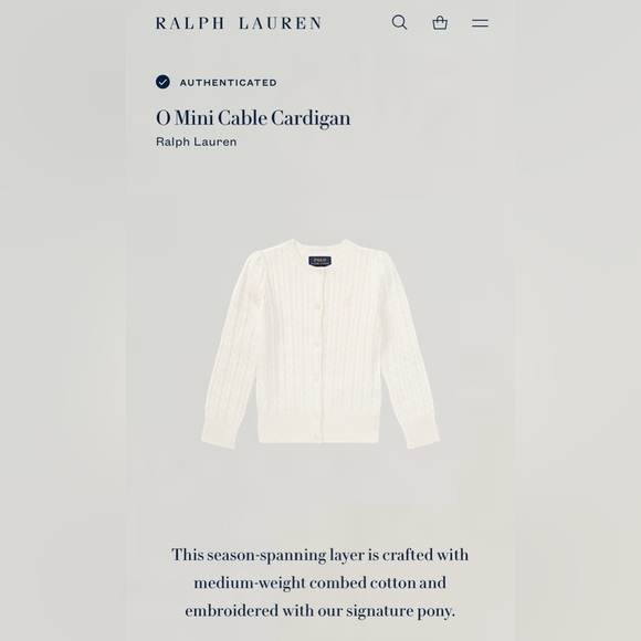 Authentic Polo by Ralph Lauren White Cable Knit Cardigan - Picture 11 of 11